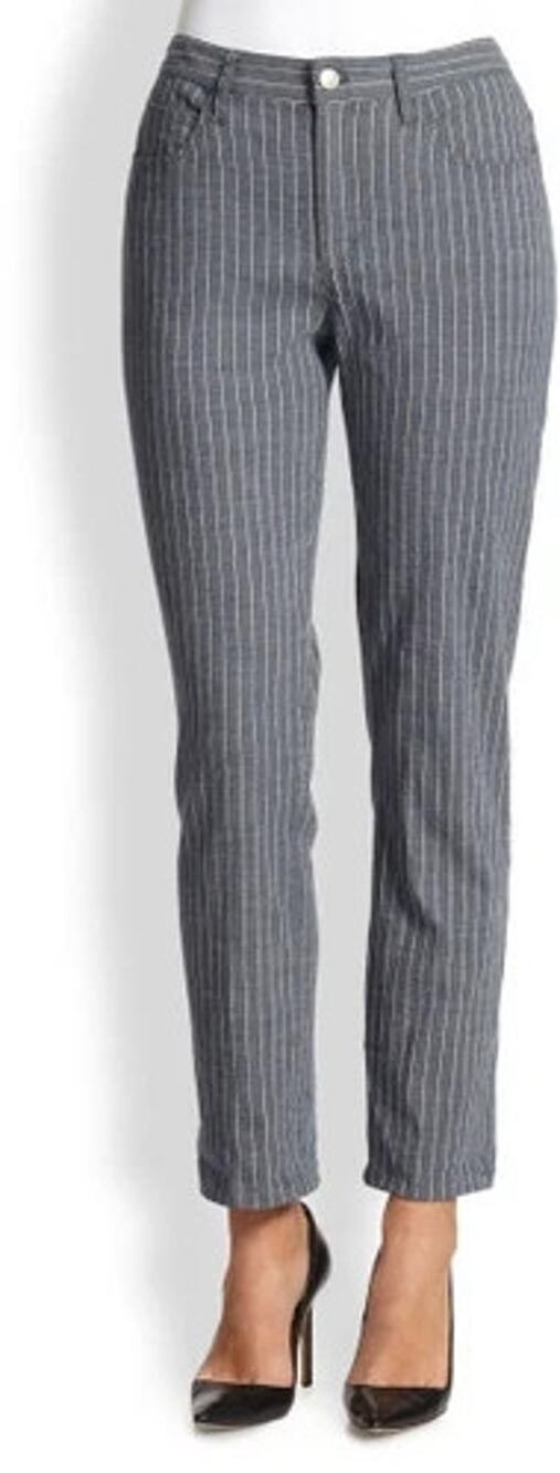 Theory Linen Jordin Pinstripe Edgy Chic Jean Pants Womens 29 Gray Straight Leg